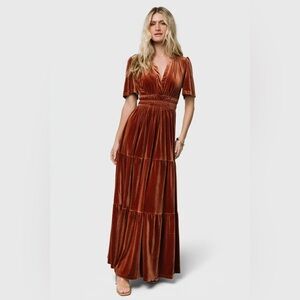 Baltic Born - Artemis Velvet Maxi Dress Size Large in Spice